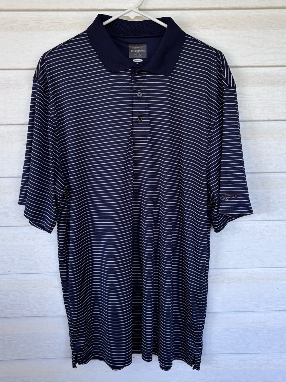 Greg Norman for Tasso Elba Men’s Golf Polo - Navy & White Size XL